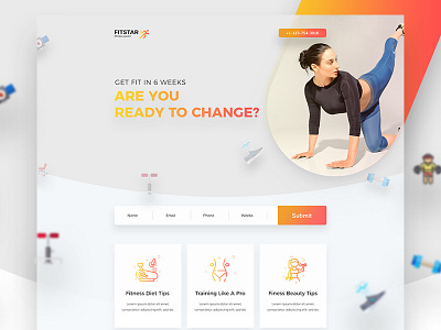 Landing page for a Women Fitness Training career creative design interface job landingpage seeker uiux