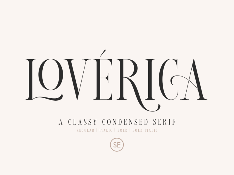 Loverica – Modern Condensed Serif logo typography