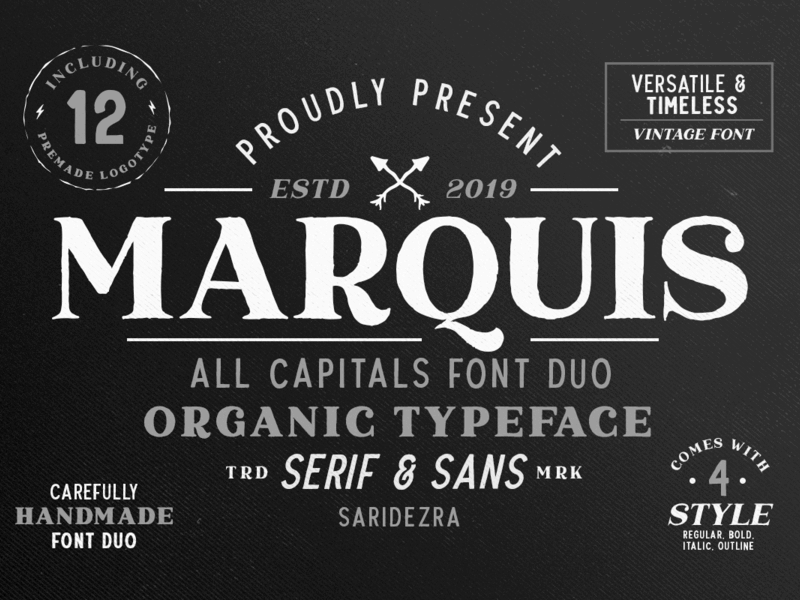 Marquis – Organic Font Duo (+EXTRAS) hand drawn typography