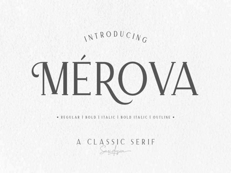 Merova – Classic Serif (5 Fonts) cv typography