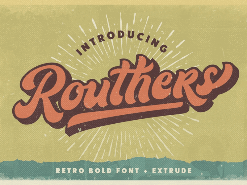 Routhers Retro + Extrude bold font typography