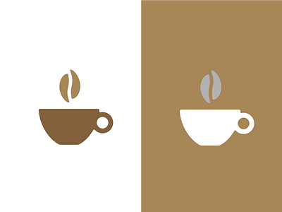 Coffee Mug + Coffee Bean + Steam bean branding brown coffee logo mug steam