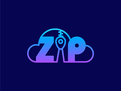 Cloud + Zip + Zipper blue branding cloud logo purple zip zipper