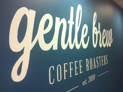 Gentle Brew Wall coffee lost type mural typography