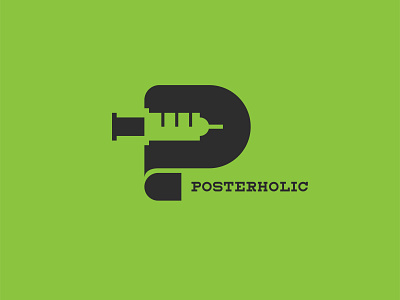 Posterholic logo addict branding design graphic design icon illustration lettermark logo logodesign poster syringe typography vector