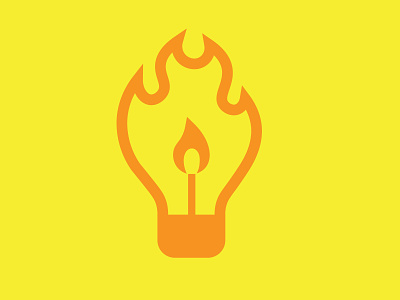 IDEA | SMALLER.SMARTER.MIGHTIER branding bulb fire flame graphic design icon idea illustration light lightbulb lit logitech logo match power vector