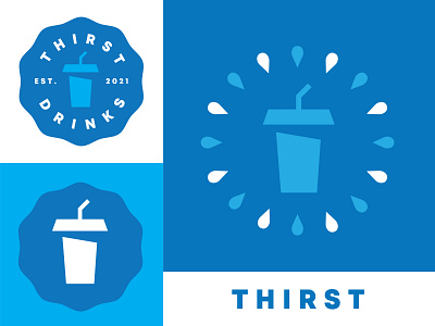 Thirst Drinks Logo Design blue branding cool drinks fresh graphic design icon illustration logo rebrand redesign refreshing shop smart soda thirst thirsty typography