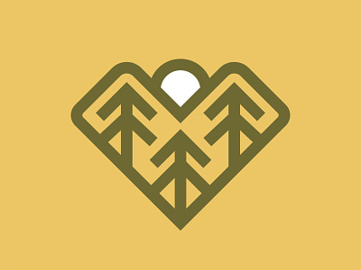 Mountain Love branding flat forest graphic design icon illustration logo love mountain outdoors simple smartlogo sunrise trees