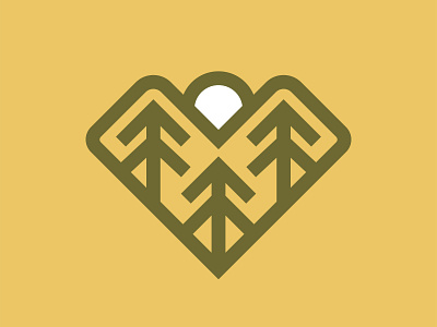 Mountain Love branding flat forest graphic design icon illustration logo love mountain outdoors simple smartlogo sunrise trees