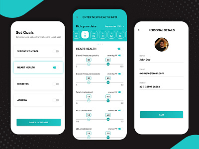 UI for The Health Tracker Mobile App app design health app health tracker mobile app ui