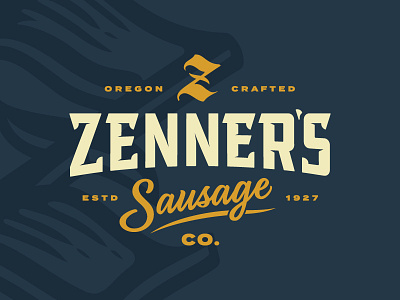 Zenners Logo blackletter branding butcher custom food logo monogram oregon sausages script typography vintage wordmark