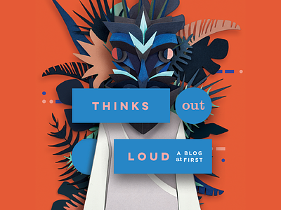 Thinks Out Loud Cover blog book cover cut out cut paper illustration jungle mask morse code origami paper craft publication tahiti tropical typography