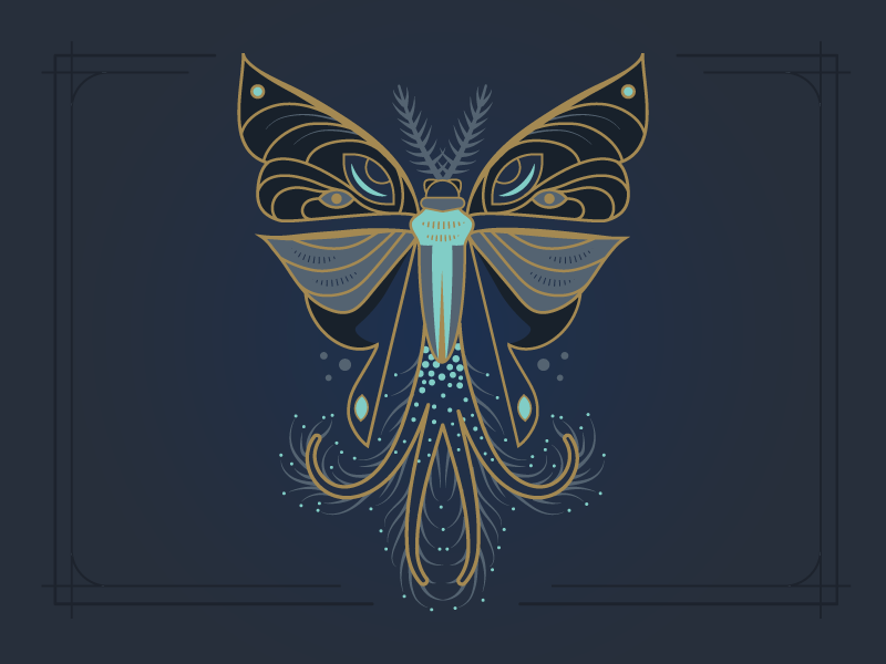 Moth No. 1 wings antenna coremata specimen fantastical bug insect moth vector illustration