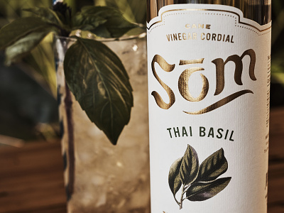 Som Cordial Packaging artisan beverage botanical branding drinking vinegar food gold gold foil illustration logo oregon packaging thai tiki tropical typography