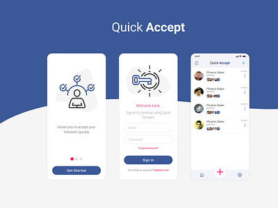 Quick Connect/Accept accept app design flat mobile app design quick ui web