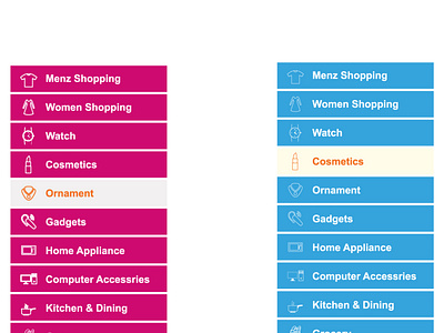 E-commerce Category Menu UI Elements with 10 Icons beauty store branding category menu ecommerce ecommerce icons fashion store header header menu illustration menu menu icons mobile site nav menu navigation sidebar menu store ui ui menu web store icons website design