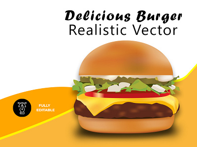 Delicious Burger Realistic Vector burger burger icon burger illustration burger vector delicious burger fast food graphic design junk food menu realistic burger realistic vector restaurant