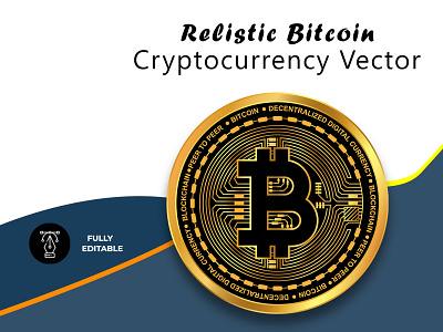 Realistic Bitcoin Cryptocurrency Vector bit bitcoin bitcoin design bitcoin illustration bitcoin vector branding cash cashless crypto crypto vector cryptocurrency design illustration money realistic bitcoin design