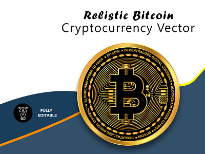 Realistic Bitcoin Cryptocurrency Vector