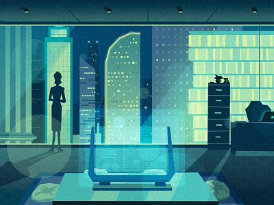 Working Late architecture city cityscape contemporary corporate corporate illustration futuristic illustration modern office scifi technology