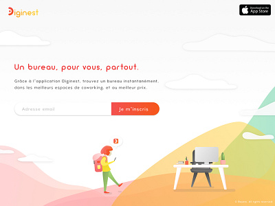 Coworking Project Squeeze Page beyowi coworking design diginest illustration landing page squeeze ui
