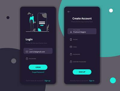 Mobile Login signup design app branding design graphic design illustration typography ui ux vector