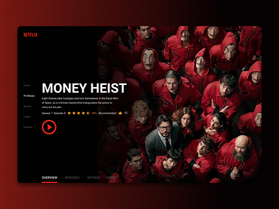 Netflix Money Heist Web Design branding design figma graphic design illustration moneyheist netflix netflixdesign typography ui uidesign uiinspiration uitrends uiux ux uxdesign uxinspiration uxtrends webdesign