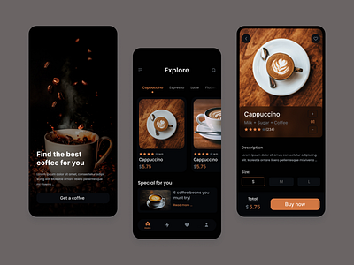 Coffee shop mobile app design