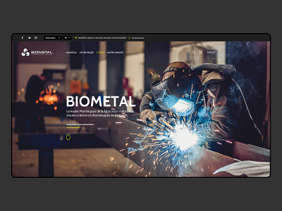 Bio Metal asymmetric corporate landing page uidesign