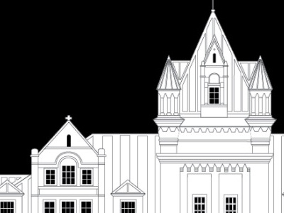 Save the Tennessee State Prison prison architecture line art illustration