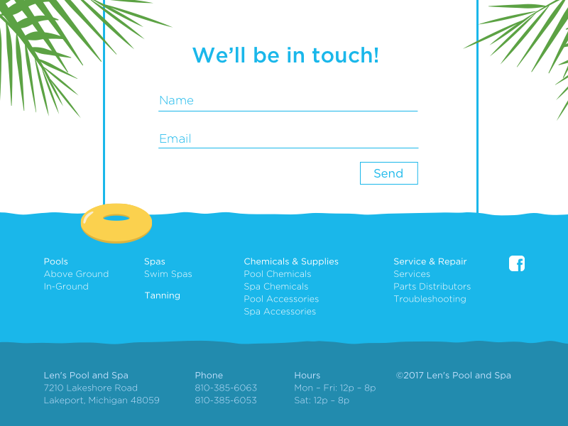 Len's Pool and Spa Footer footer uiux user experience design user interface design