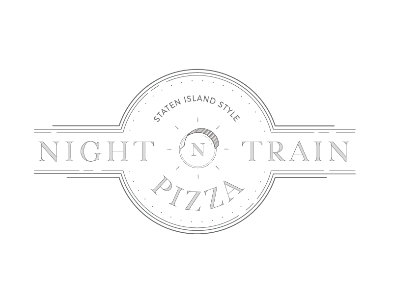 Night Train Pizza Logo lines lineart branding logo pizza train night