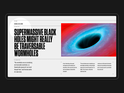 Supermassive black holes. Concept. black clean gray minimal modern space tungsten ui ux website white wormhole