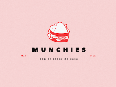 Munchies branding food hamburger heart logo mazatlan mexico sandwich