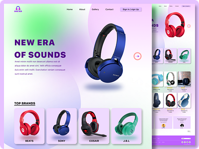 Headphone E-Commerce Landing Page branding design figma landing page logo ui ux vector