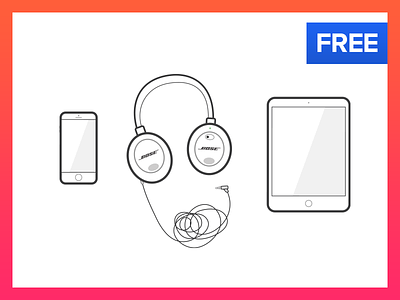 Free Illustrations - iPhone, Headphones, iPad, iMac apple clean download free imac ipad iphone line