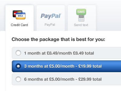 payment radio button selector button credit payment paypal popup radio selector tab type web