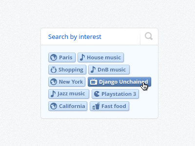 Search by interest panel - super soft clean icon interest module search simple ui
