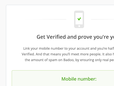 get verified intro screen green grey mobile number soft telephone ui ux verify web white