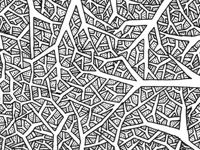 canopy black and white cabbage cells drawing pattern pen trees