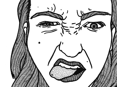 gross face grimace illustration patterns pen portrait scrunch tongue woman wrinkles