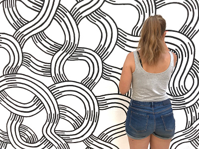 Intertwined Mural Process abstract black and white lines mural paint painting pattern pattern design street art valencia wall work in process