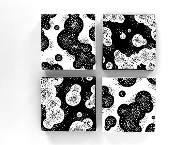 Lichen abstract black black and white canvas canvases four lichen micro moss painting pattern patterns quadtych white