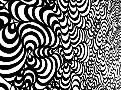 Mural Closeup: Salon Le Dépanneur abstract black and white drawing illustration live drawing live painting mural pattern patterns striped stripes surface design