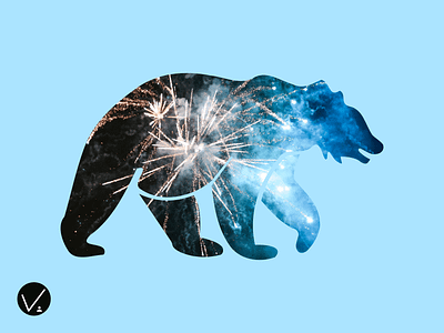 Masked bear #2 bear fireworks illustration mask