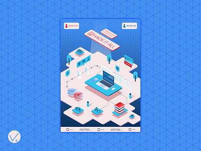 HackItAll 2018 poster affiche grid grind hackathon isometric layout poster student project