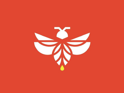 A Humble Bumble negative space color wasp bee geometric shapes line illustration vector illustration logo