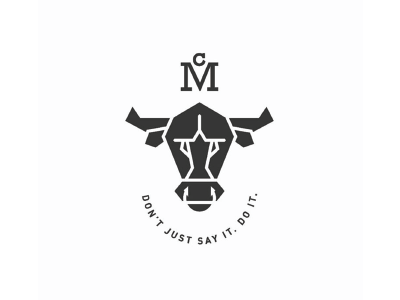 Crossfit Morristown animal monogram black and white negative space monoline illustration bull