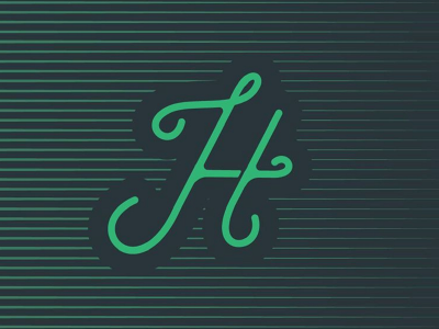 Handlettering blue color cursive fade gradient green h lettering logo script typography