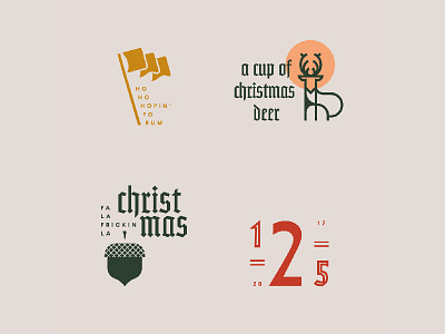 Christmas acorn badges christmas cup deer flag gothic illustration numbers type typography